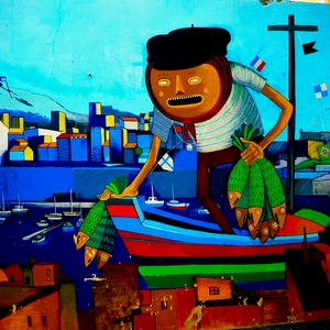Fresque représentant un pêcheur à MArseille - France  - collection de photos clin d'oeil, catégorie streetart
